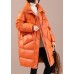 Chic Orange Loose Stand Collar Pockets Winter Duck Down Coats