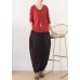 Handmade red harem pantspants  spring Jacquard design wild trousers