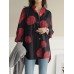 100  Cotton Women Floral Print Chest Pocket Lapel Long Sleeve Shirts