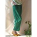 Unique Green Pants Summer Pockets Elastic Waist Sewing Pant