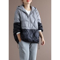 Grey zippered Pockets Duck Down Coat Winter Down Jacket
